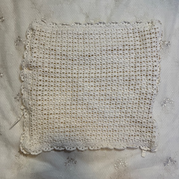 Pine Cone Hill Fine Linen Cream Crochet 14”x15” Pillow Case Sham - Picture 1 of 6